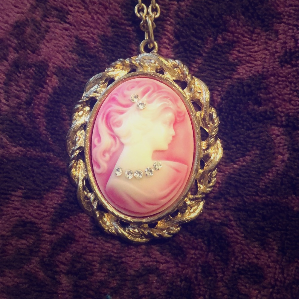 Pink Cameo Necklace